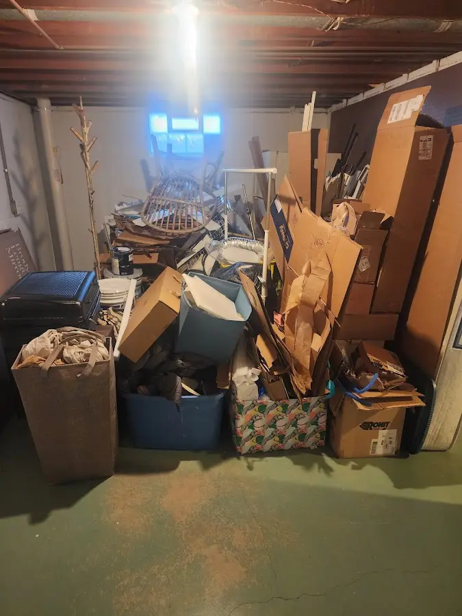 Roll-off dumpster container at job site for 6 Yard Dumpster Rental in Frankfort